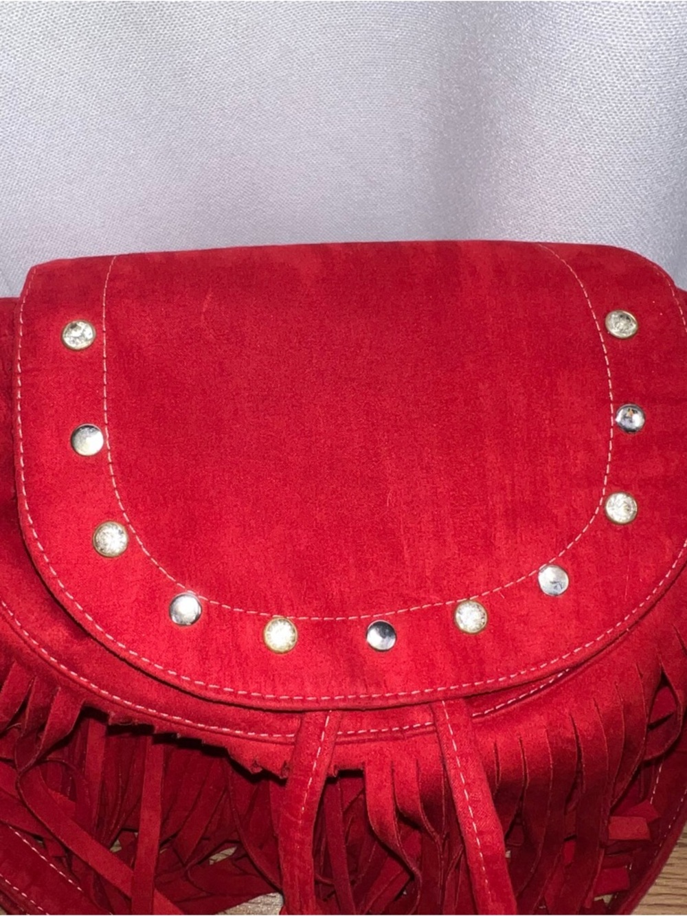 Red Studded Shoulder Bag Y2K Boho Festival Crossbody Purse